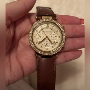 Women’s Michael Kors watch - gold face & brown leather band